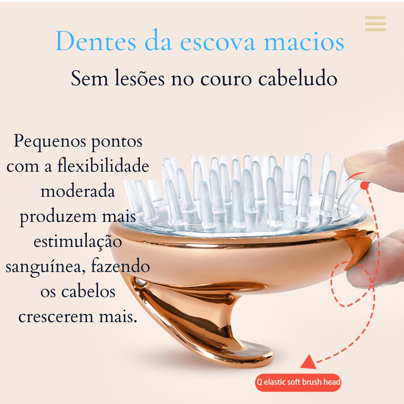 Escova de limpeza e massagem capilar profunda.